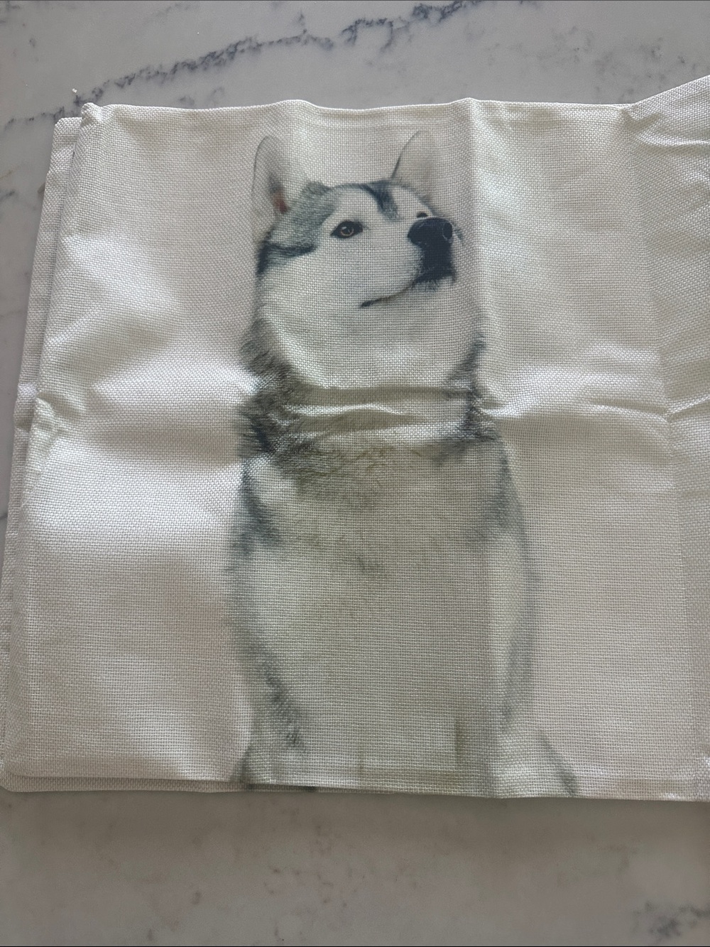 White Husky Print Dog Pillow Cover - Decorative Pet-Themed Accent